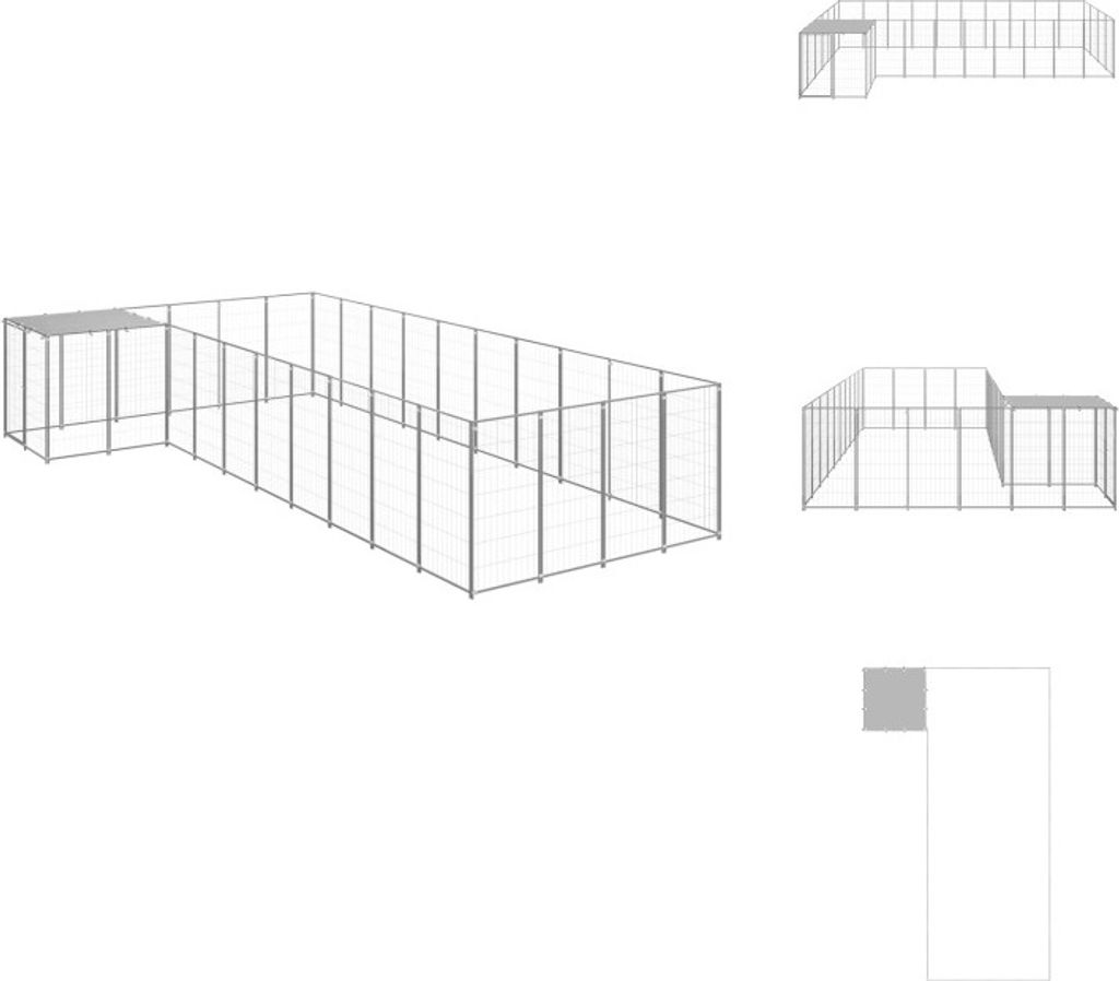 vidaXL Hundezwinger Silbern 13,31 m² Stahl - Hundezwinger & -ausläufe