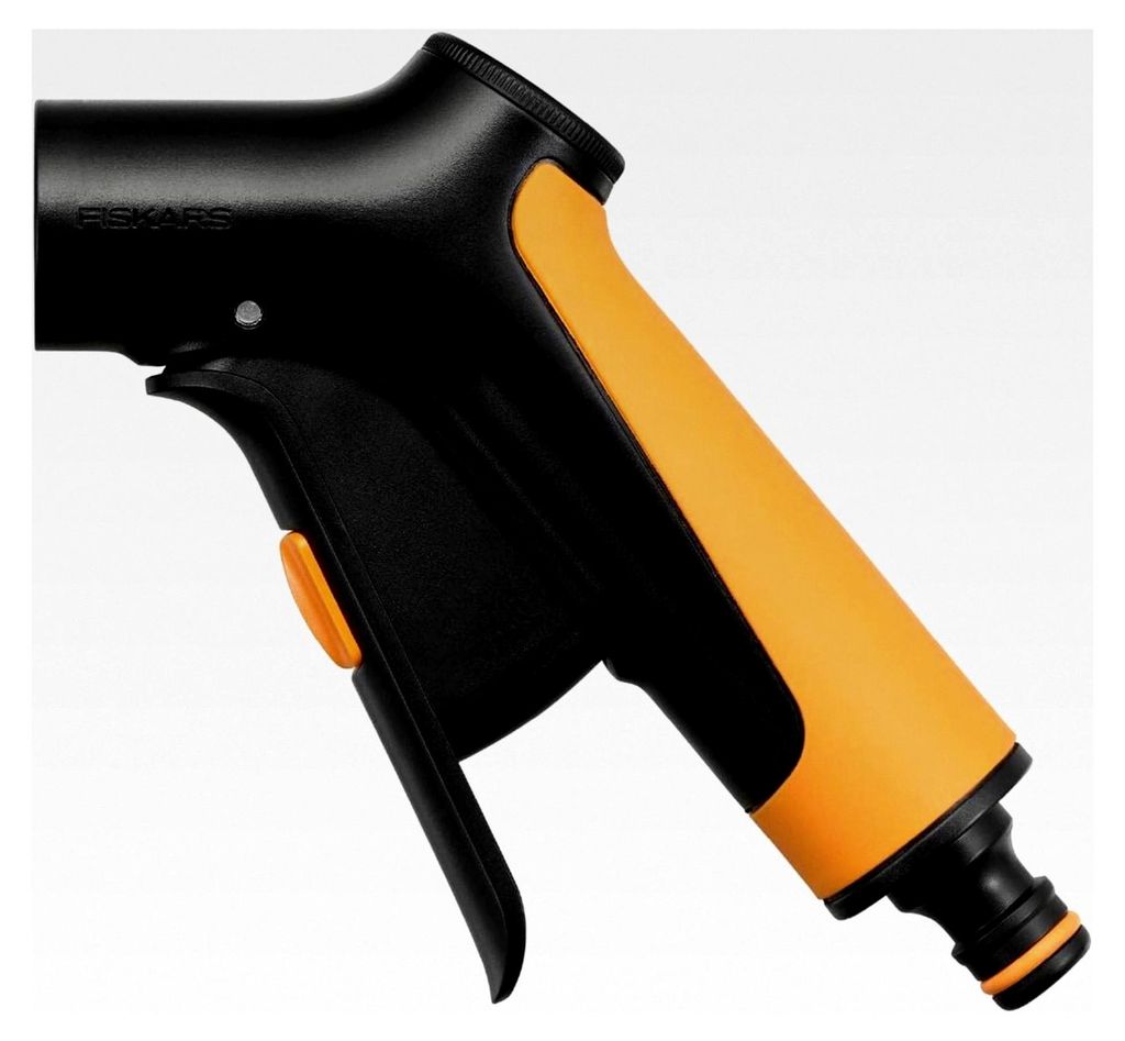 Sprühpistolengriff mit stufenlos regelbarem Durchfluss und Frontregler, Universalgröße, Schwarz/Orange