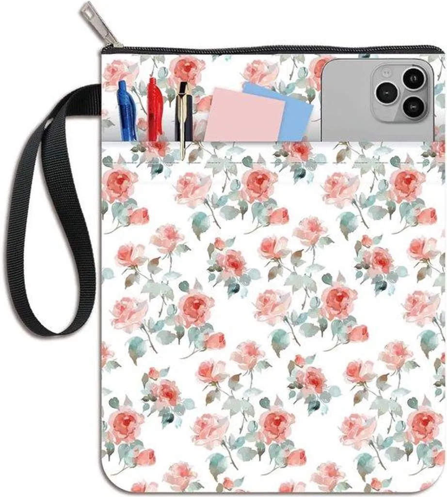 Housse de protection pour livre voyage imperméable fleurs rouges