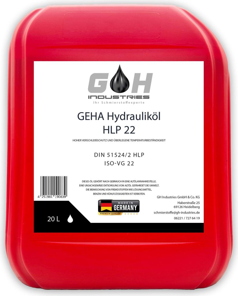 20 L Hydrauliköl HLP 22 ISO VG 22 nach DIN 51524 Teil 2 Produktbild 