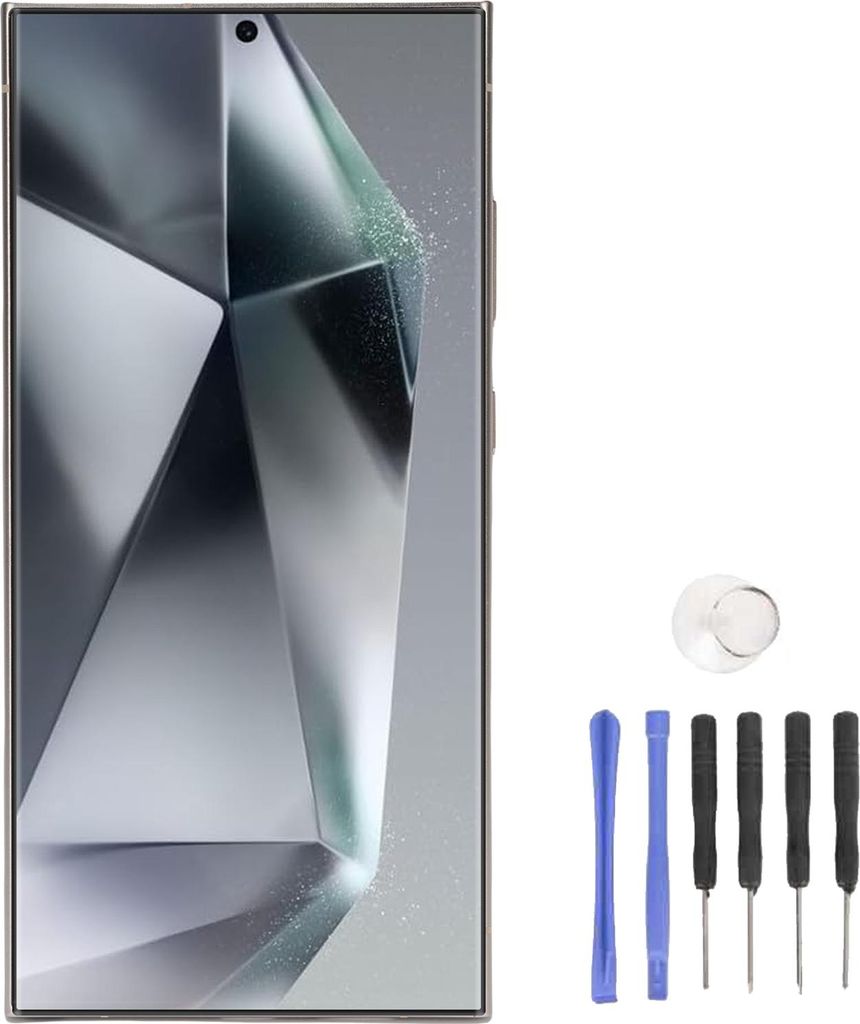 6,8-Zoll-Telefonbildschirm-Ersatz für Galaxy S24 Ultra 5G SM-S928U Touch-Digitizer-Baugruppe mit Rahmentools Fingerabdruck-Unterstützung Ti Grau