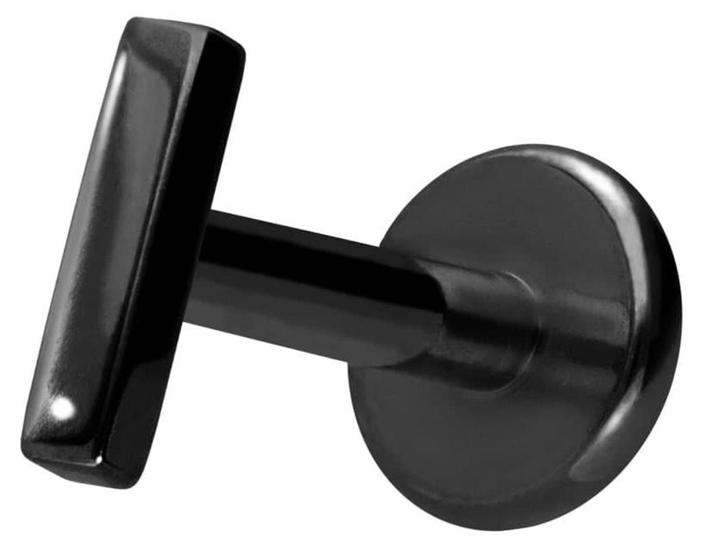 Ohrpiercing, Nasenpiercing Titan Labret mit Innengewinde BALKEN Schwarz Stablänge: 7mm | Stabstärke: 1,6mm