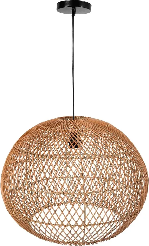 Suspension Design en Bambou SELENE - Grand Luminaire Tressé 55x45cm