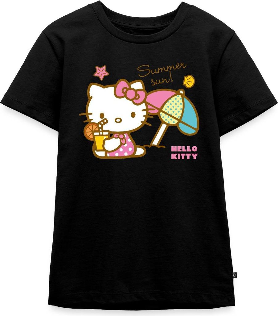 Spreadshirt Hello Kitty Am Strand Summer Sun Teenager Premium T-Shirt, 158/164 (12 Jahre), Schwarz