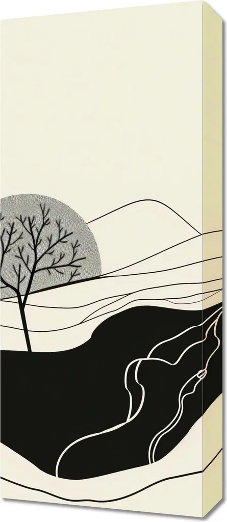 Quadro Decorativo 30x70 Luna Ondulata - Pannello Materico Moderno