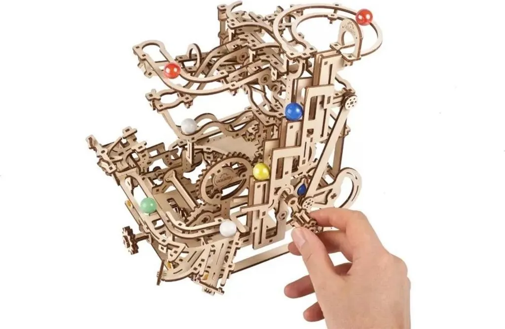 Puzzle 3D Bois Marble Run Horizontal Hoist - Circuit à Billes Mécanique - 8