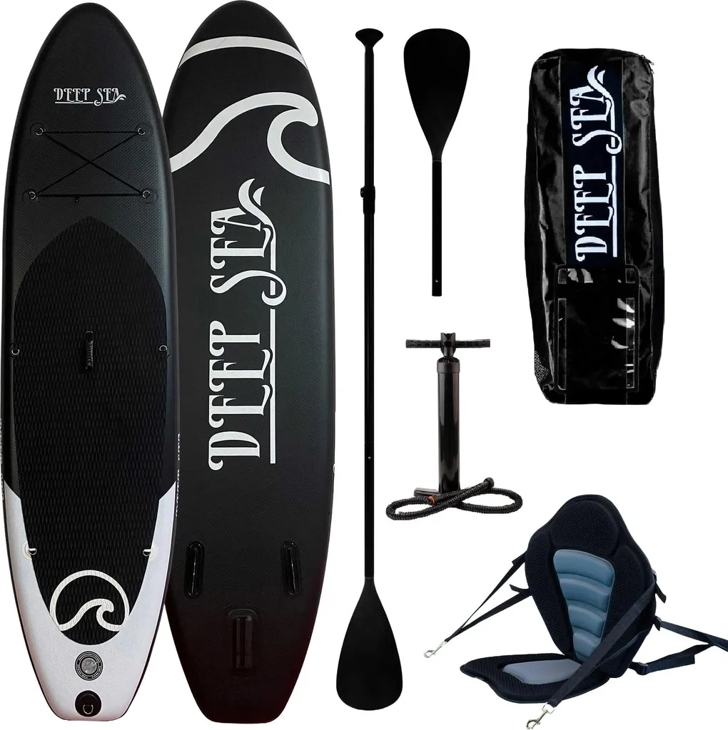 Deep Sea SUP Board Set Kayak Pro 300cm Noir - Paddle Gonflable Complet
