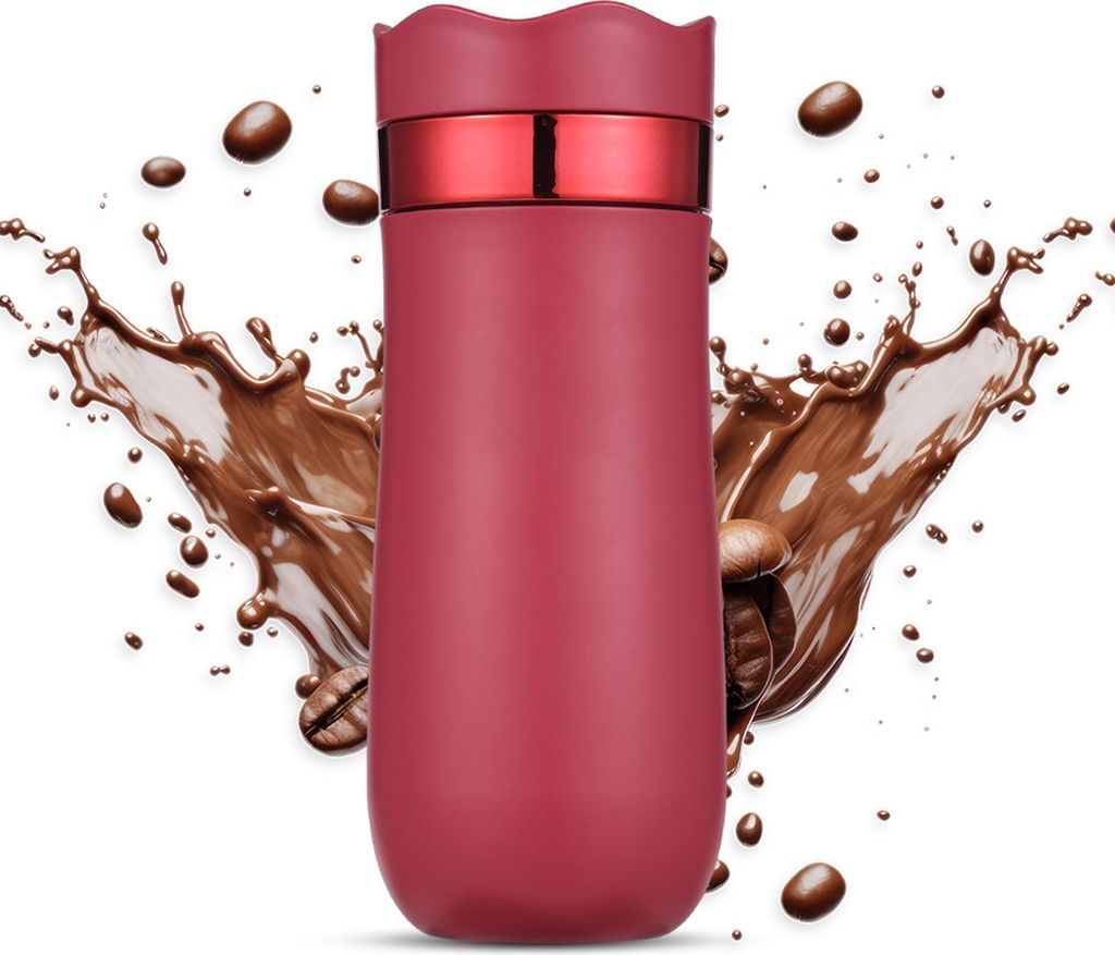 French Press Thermobecher 320ml – Edelstahl Kaffeebereiter doppelwandig, auslaufsicher für Kaffee & Tee, Travel Mug für unterwegs