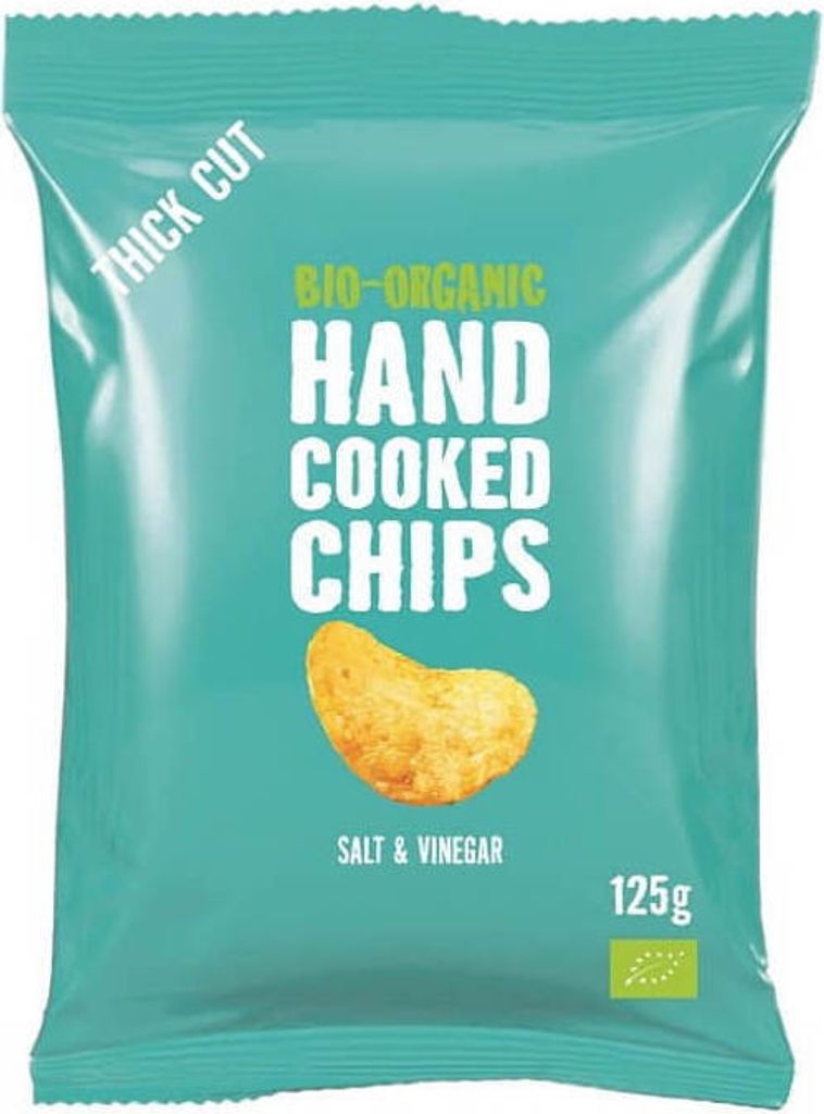CHIPSY ZIEMNIACZANE CIENKO KROJONE O SMAKU SOLI I OCTU125 g Zdjęcie produktu 
