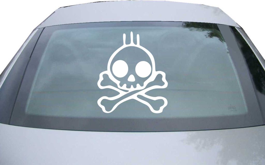Indigos UG - Aufkleber Heckscheibe & Motorklappe DE6332 - weiß - 600x514 mm - skull rock - Auto Scheiben Fenster Heckklappe Tuning Racing JDM - Di...