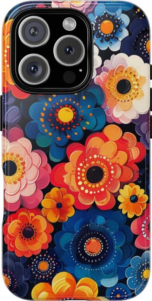 Lebendiges Blumenmuster – Hülle Kompatibel mit iPhone 16 Pro