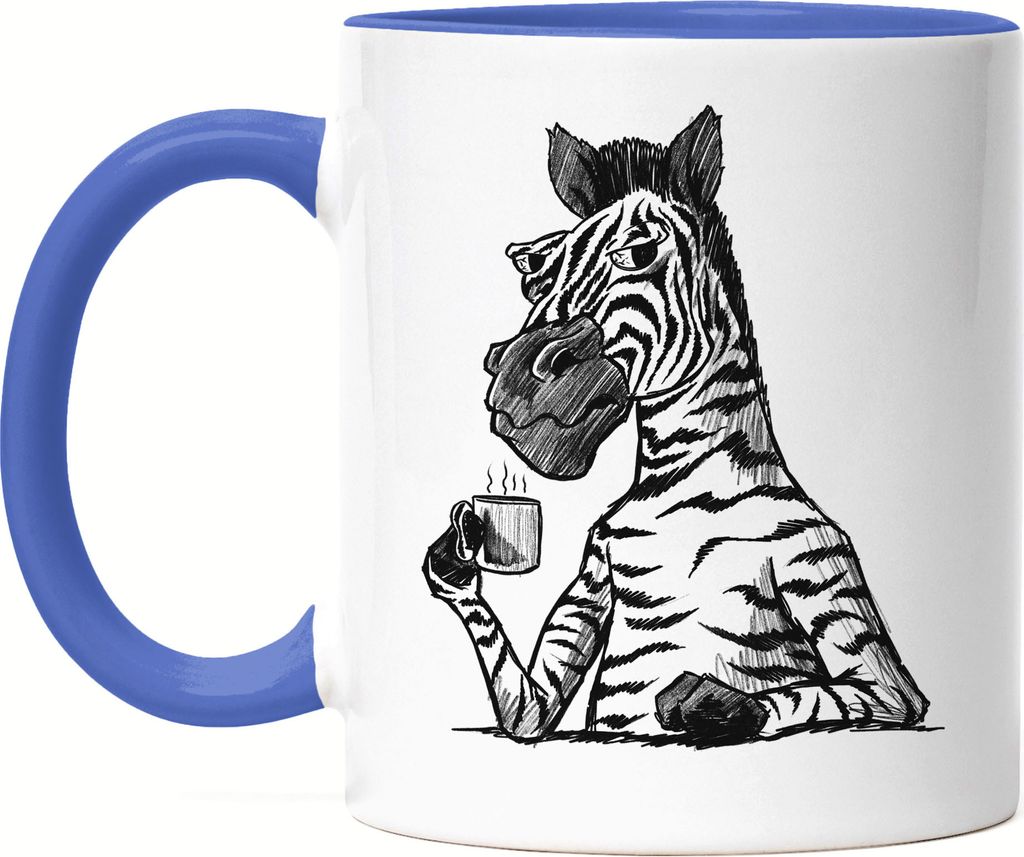 Genervtes Zebra Tasse Blau Morgenmuffel Erstmal Kaffee Büro Kollegen Morgenmenschen Geschenk