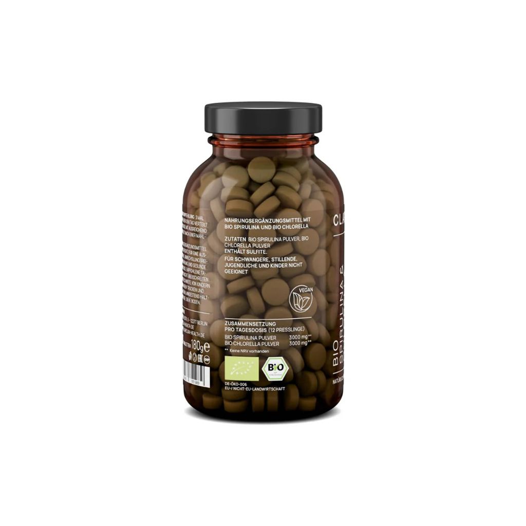 Clav |Spirulina & Chlorella - Premium Algen Pulver Tabletten