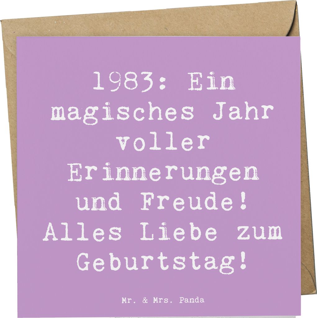 Mr. & Mrs. Panda Grußkarte Spruch 1983 Geburtstagserinnerungen - Lavendeltraum - Geschenk, doppelkarte, Happy Birthday, Feier, faltkarte, Geburtst...