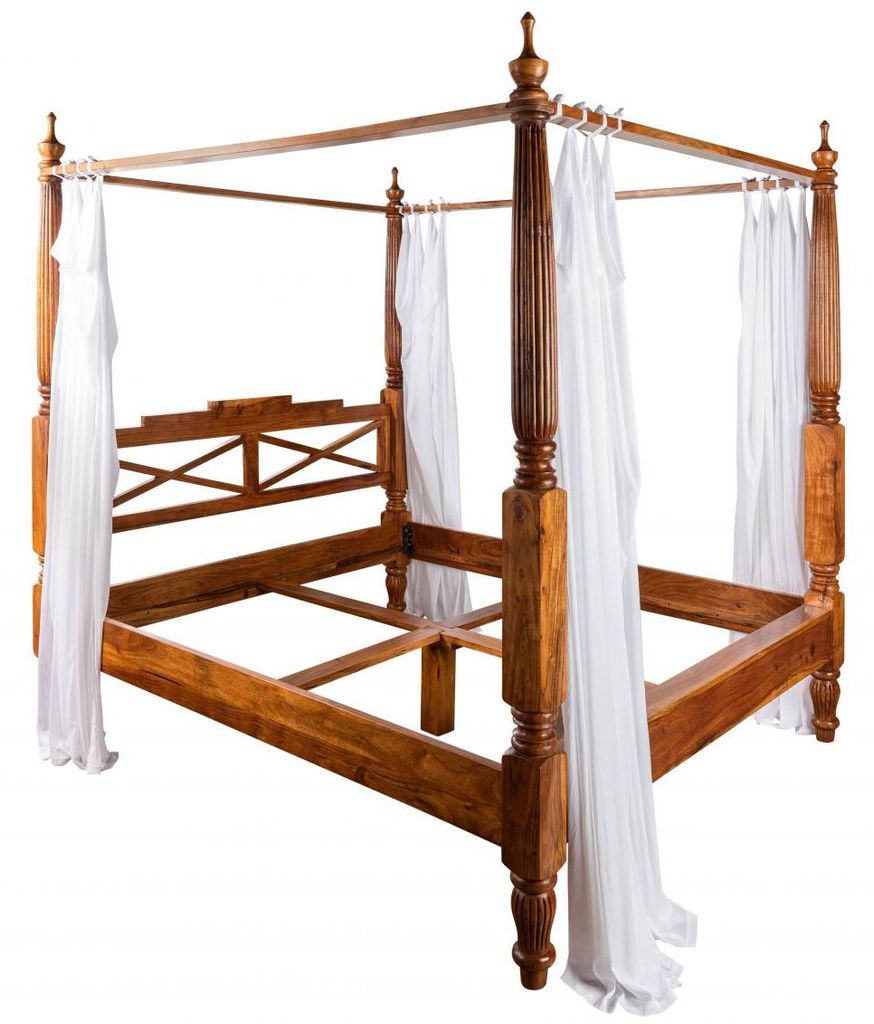MASSIVMOEBEL24.DE Himmelbett Akazie 160x200x224 honig Produktbild 