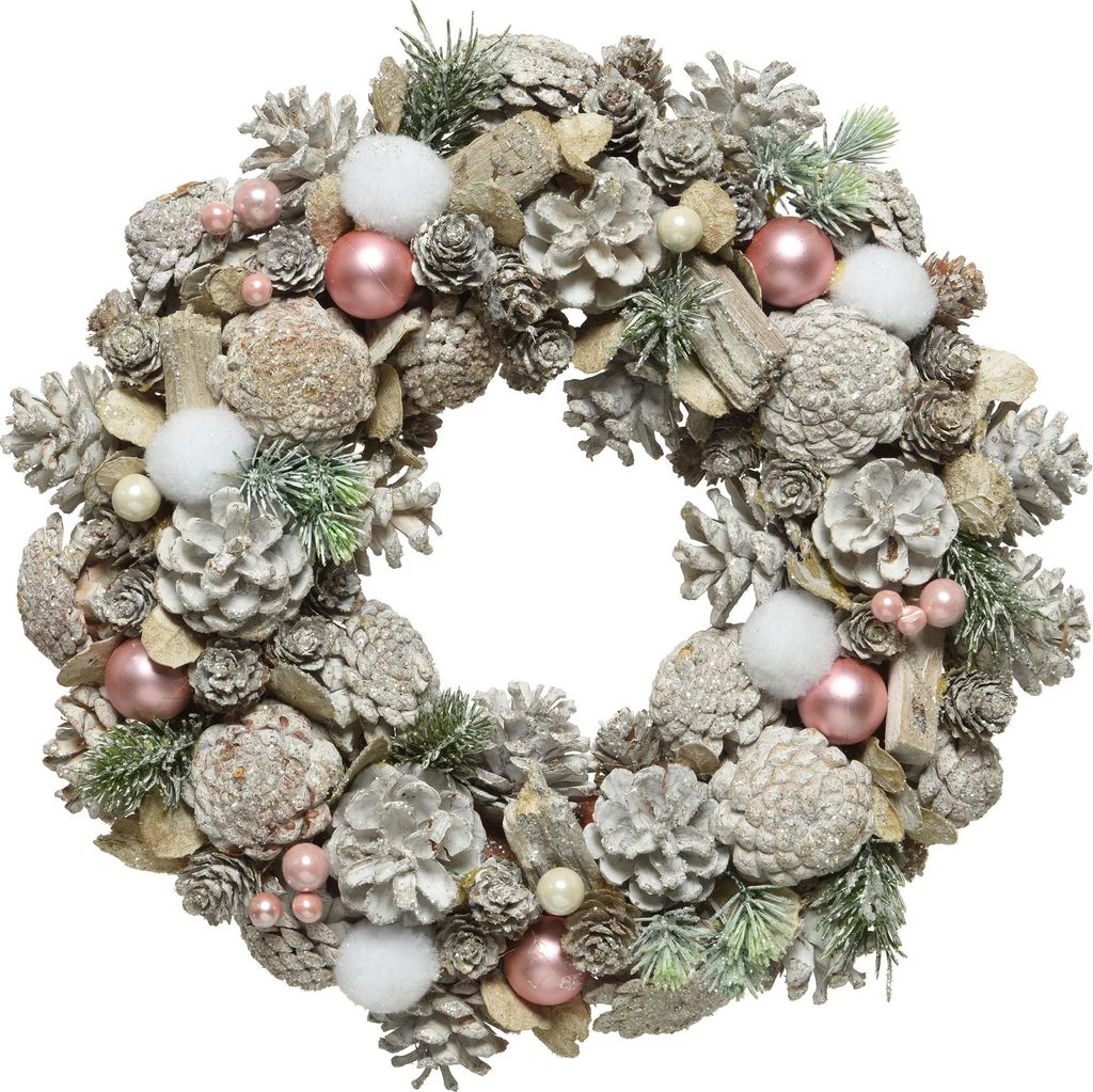 Weihnachtskranz 34cm mit Zapfen Perlen Kugeln und Zweigen