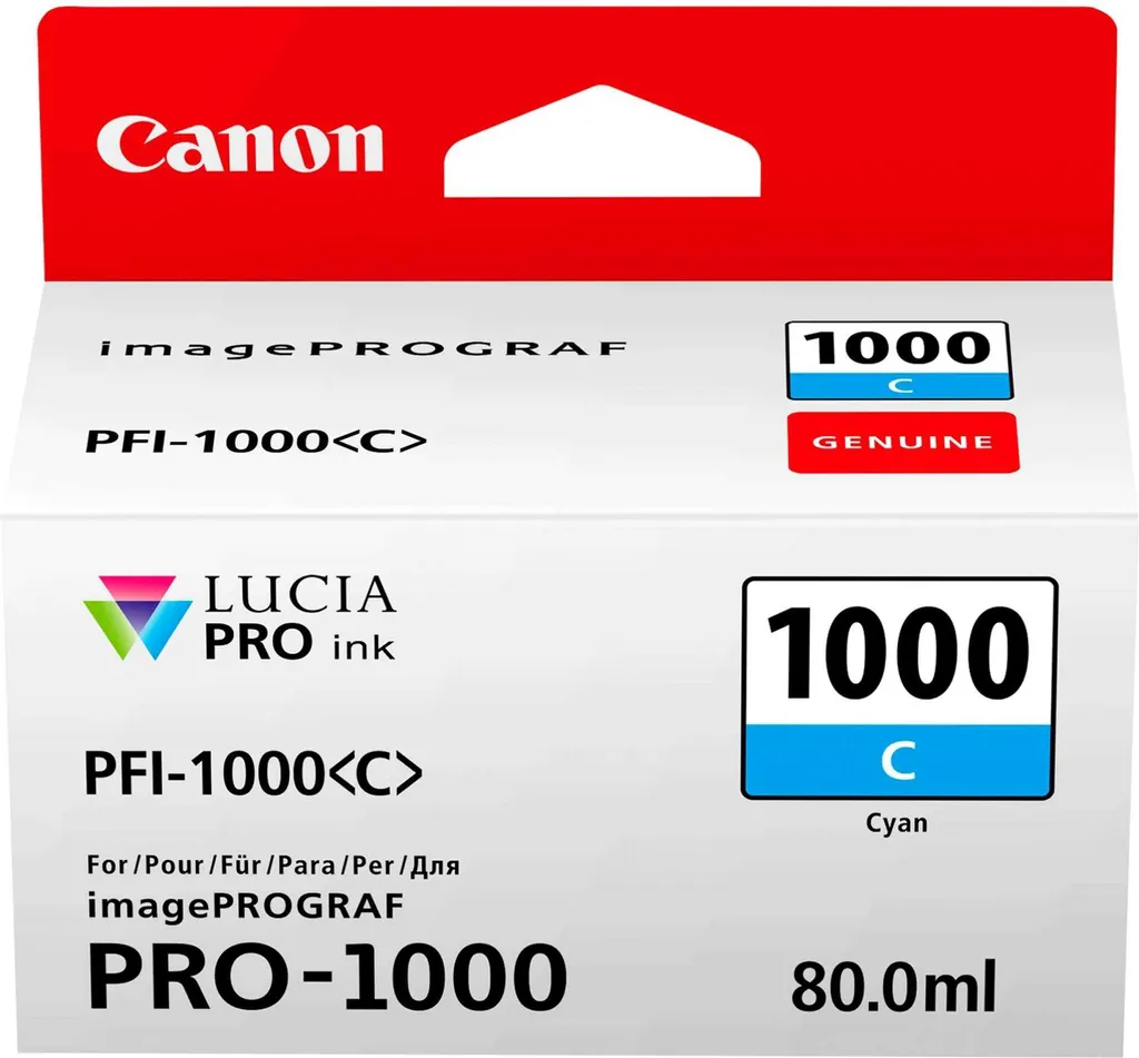 Canon PFI-1000 C - 80 ml - Ciano - Originale - Contenitore d'inchiostro - per imagePROGRAF PRO-1000