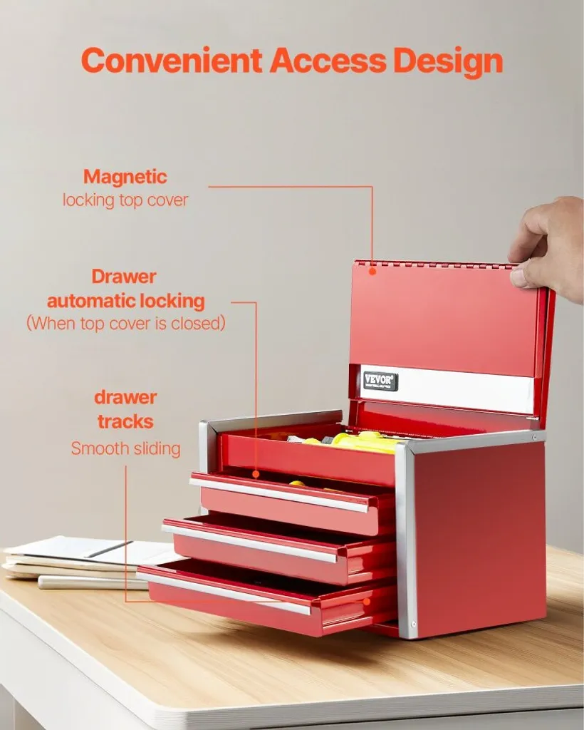 Coffret de rangement pour outils avec 3 tiroirs format compact 218x118mm - 4