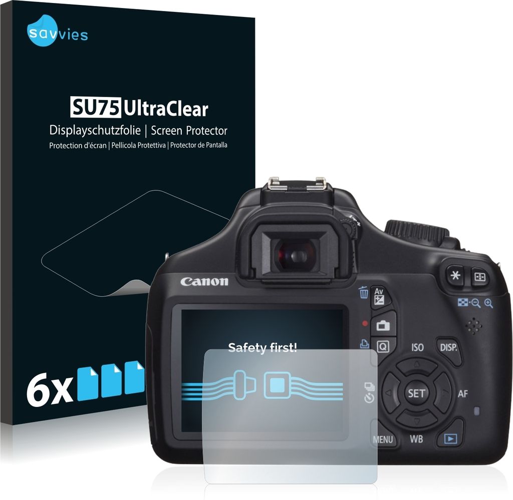 6x Für Canon EOS 1100D Schutzfolie Savvies Displayschutz Display Schutz Folie Klar Transparent
