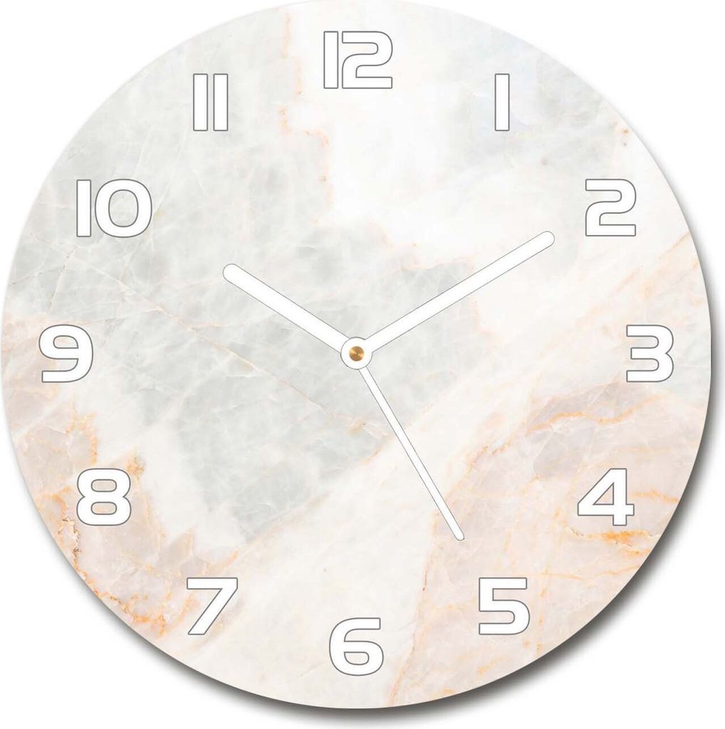 Wanduhr aus Glas 30fi Glasbild Glasuhr Gehärtetes Glas - weisse-zeiger - Marble