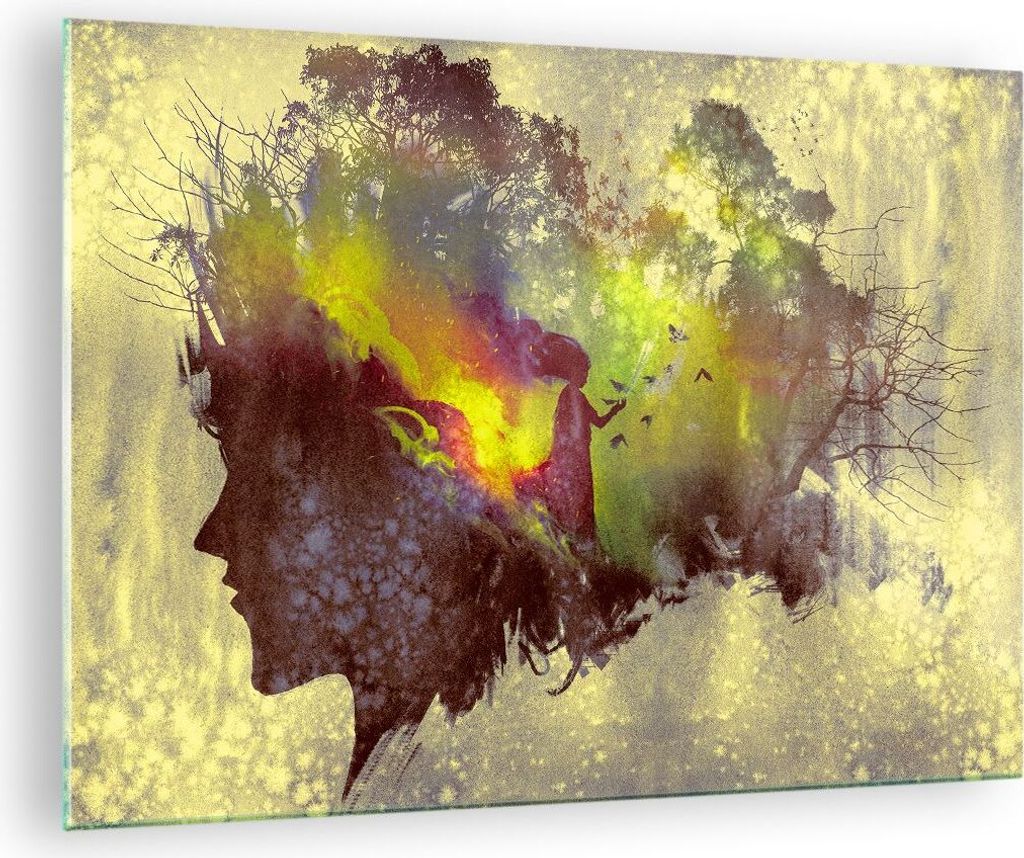 Bilder auf glas - Gesicht Grafik Abbildung Mädchen - 70x50cm - Glasbilder - Wandbilder - Kunstdruck - zum Aufhängen bereit - Wanddekoration aus G...
