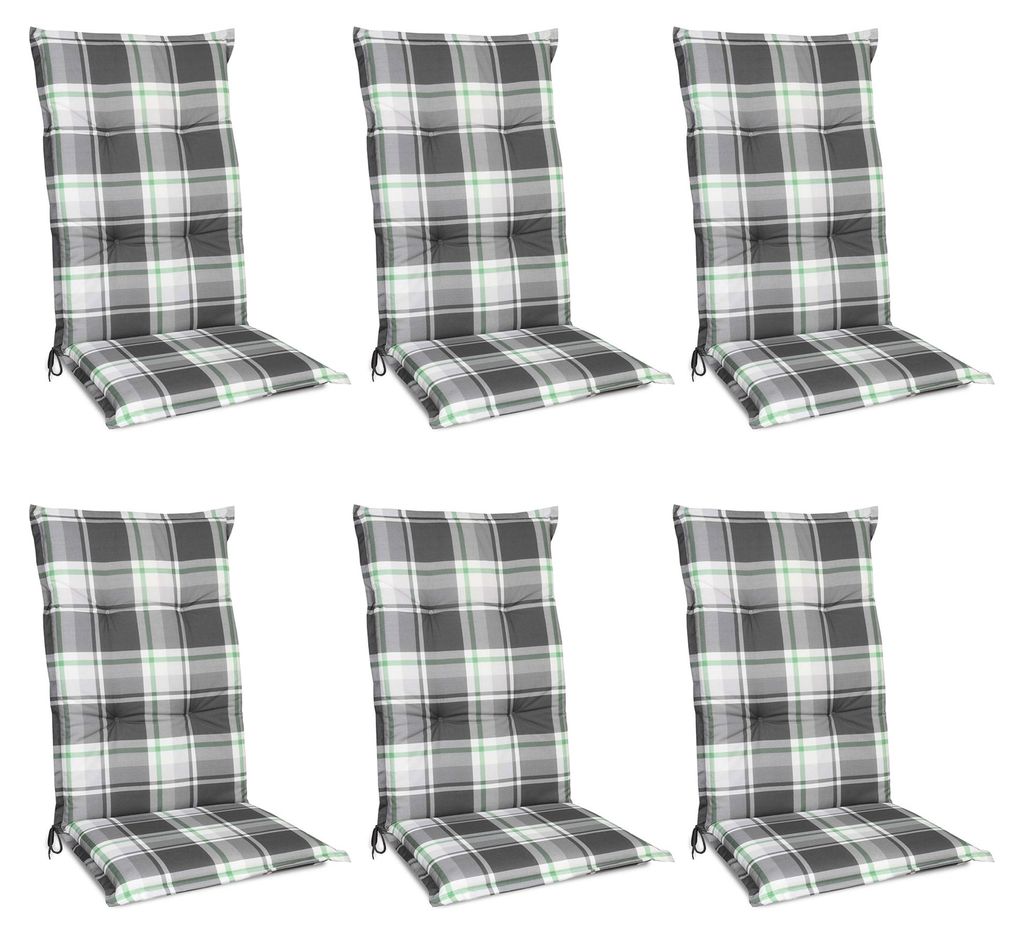 Beautissu 6er Set Hochlehner Auflagen Set 120x50 cm Polster Produktbild 