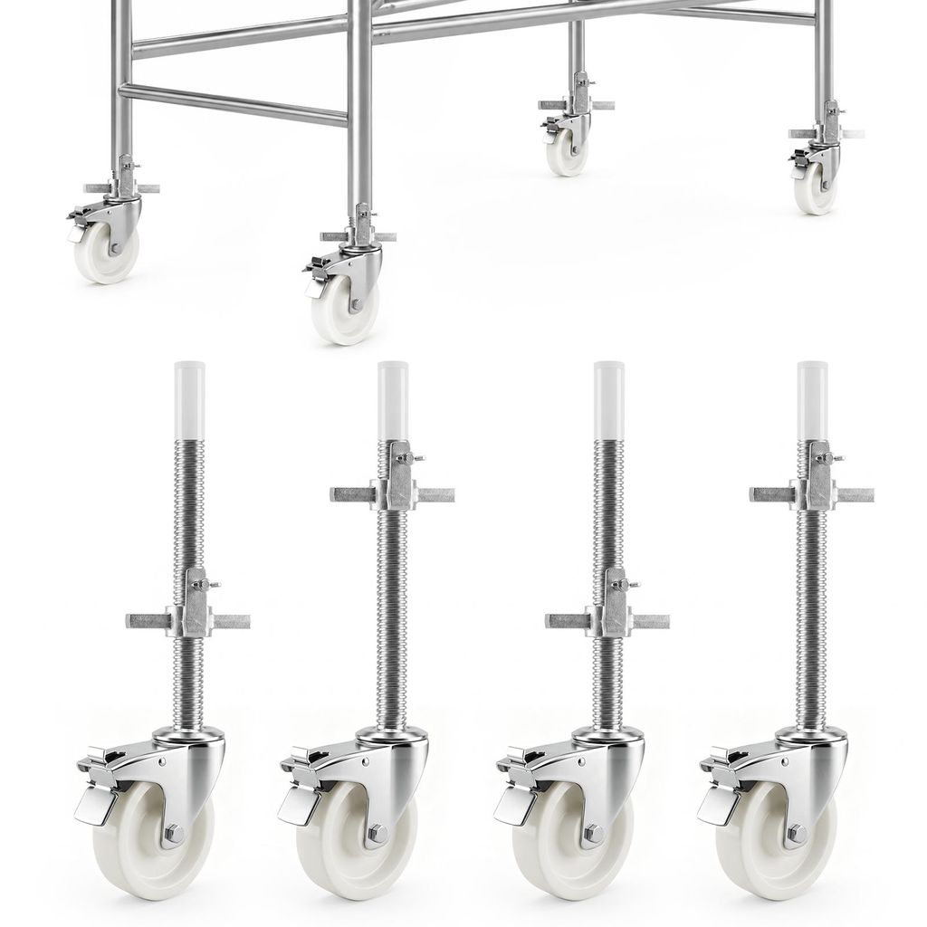 4 Stück Gerüstrollen mit Stahlspindel, 150mm Gerüsträder Produktbild 