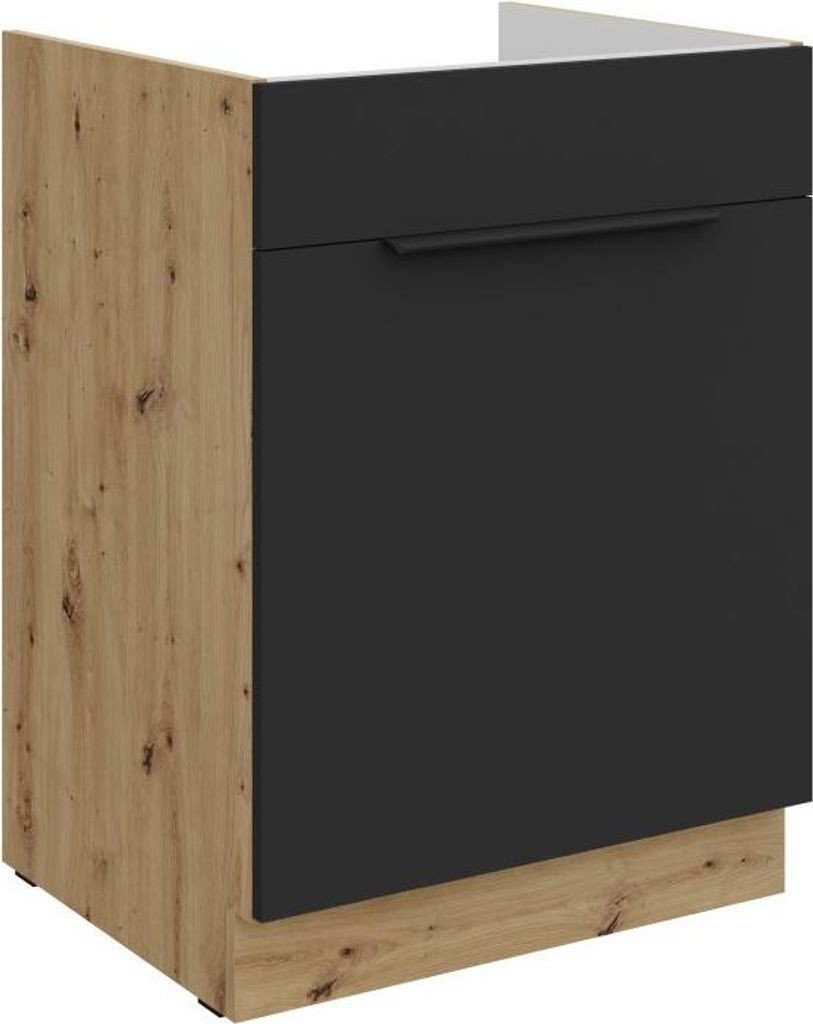 Dolní skříňka na dřez LUNARA - šířka 60 cm, černá / dub Obrázek produktu 