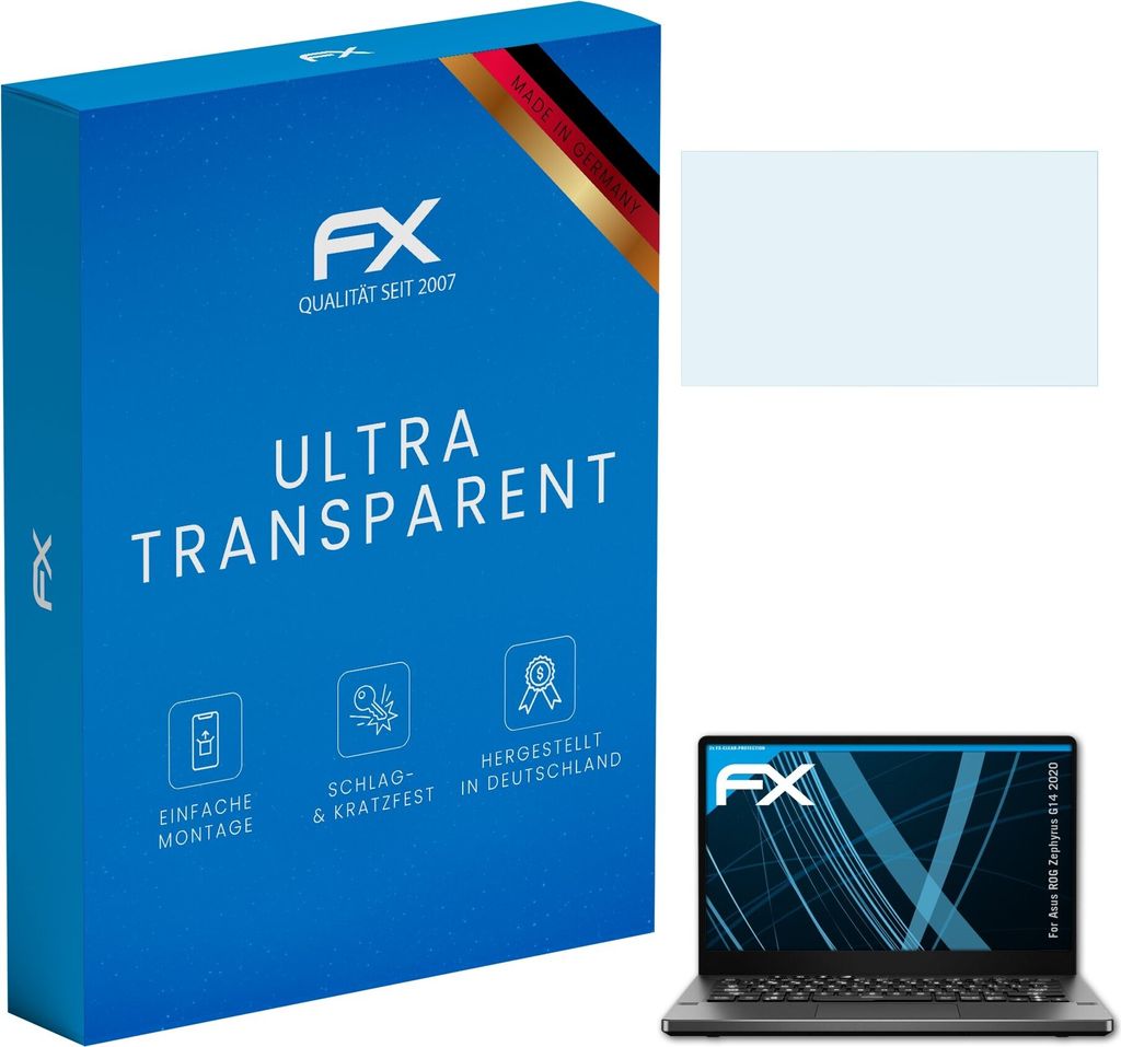 atFoliX 4061186046967, Laptop Bildschirmschutz, Transparent, Asus, ROG Zephyrus G14 2020, Klare Bildschirmschutzfolie, Kratzresistent
