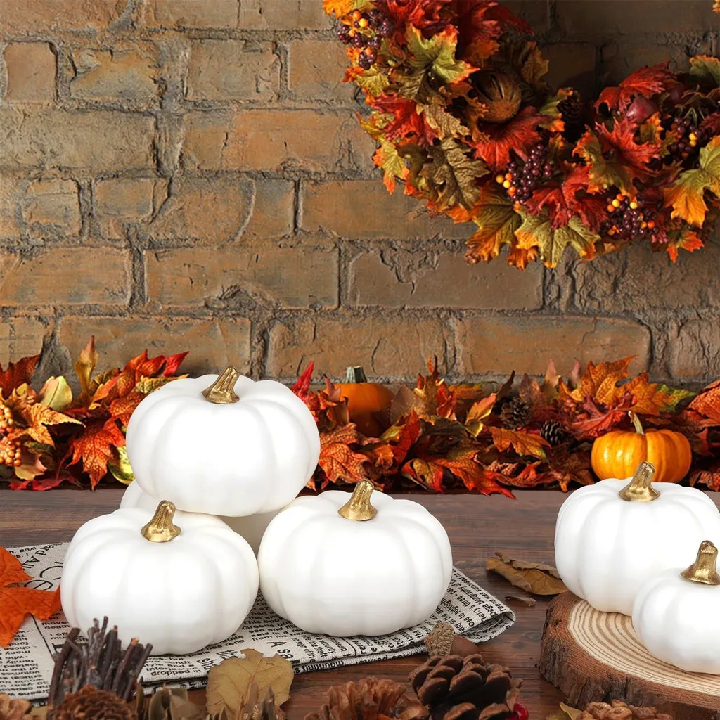 Citrouilles Décoratives de Récolte 12 Pièces pour Table de Thanksgiving