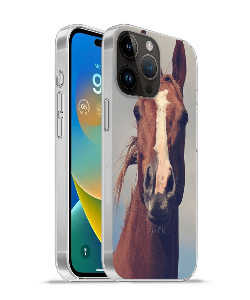 MuchoWow Handyhülle Schutzhülle Hülle für Apple iPhone 14 Pro Max Pferd - Wolken - Porträt Silikon Softcase Handy Hülle - Hardcover