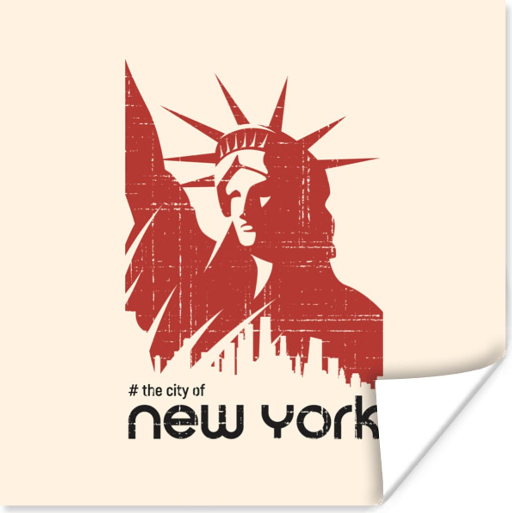 MuchoWow Poster New York - Freiheitsstatue - Rosa 75x75 cm - Wand Dekoration