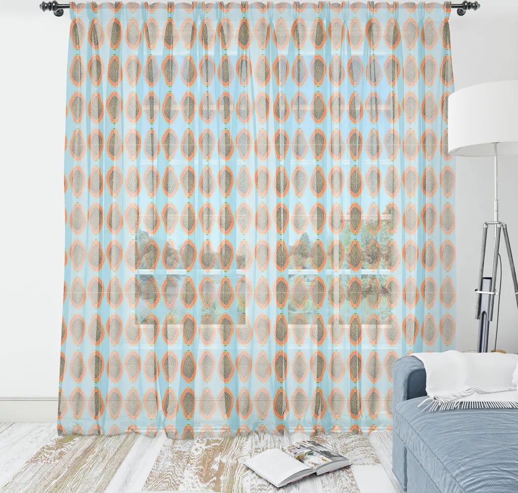 Decorazione Parete Tropicale ABAKUHAUS 220x274 - Effetto Seta Blu Arancio