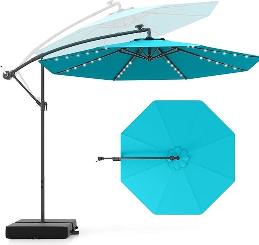 KOMFOTTEU Ampelschirm LED Solar Ø300cm, Sonnenschirm mit Produktbild 