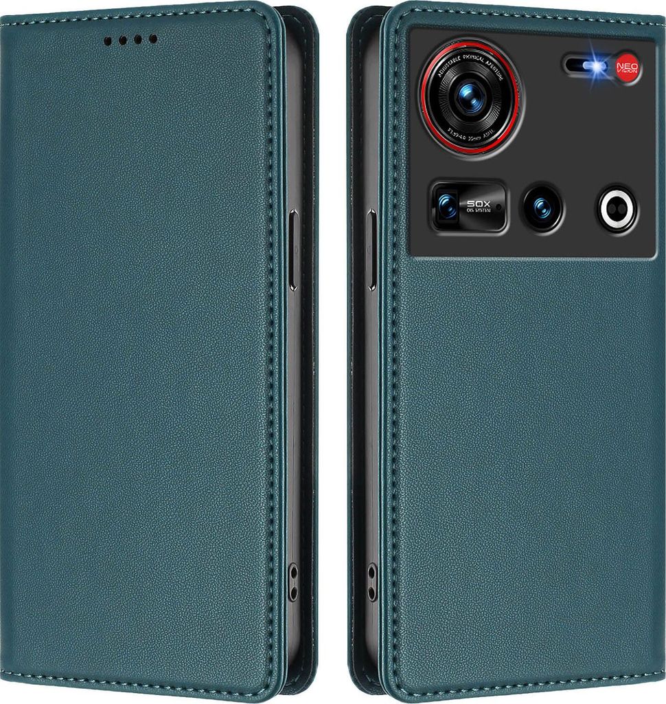 Handyhülle für ZTE Nubia Z70 Ultra/Z70S Ultra, Kunstleder Klapphülle Stoßfeste Magnetische Hülle mit Ständer Grün