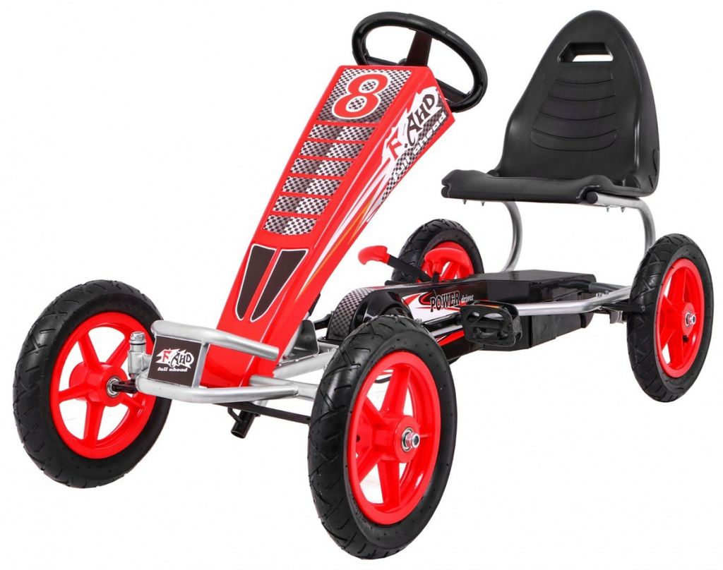 Full Ahead Air Pedal-Gokart Für Kinder Ab 3 Jahren, Rot + Sitzverstellung + Aufblasbare Räder + Handbremse