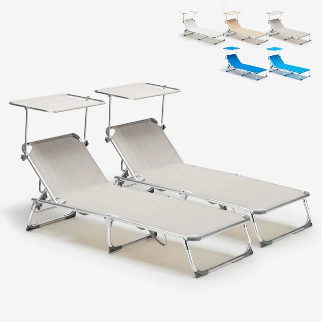 Transat pliable avec pare-soleil California Gris : fini l'éblouissement au soleil