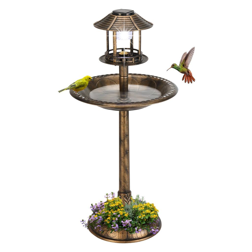 FCH Vogeltränke Stehend mit Solarleuchten, Vogelbad für Produktbild 