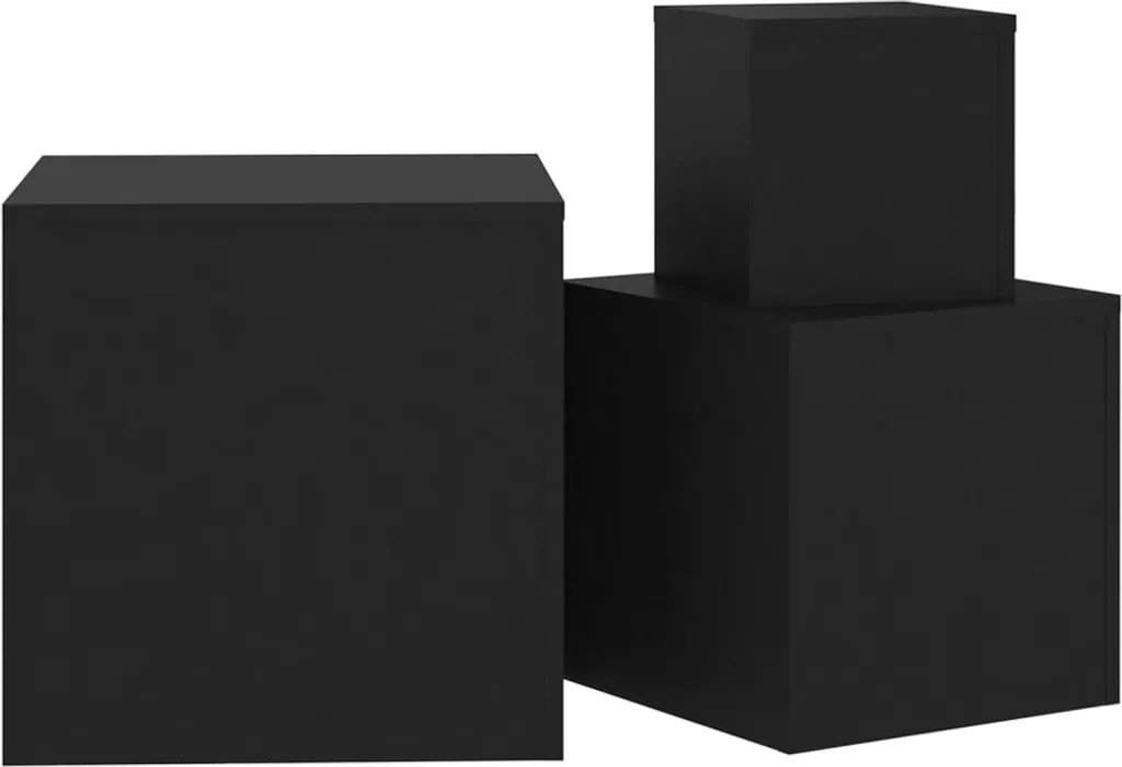 Table d'appoint noire 3 pièces bois composite durable et robuste - 12