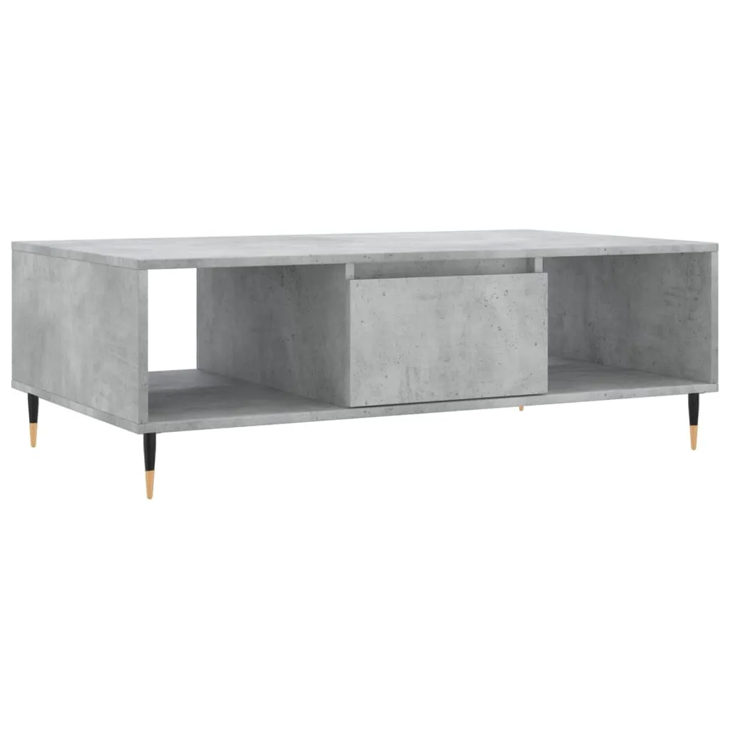 Tavolino in cemento grigio 104x60x35 cm materiale a base di legno