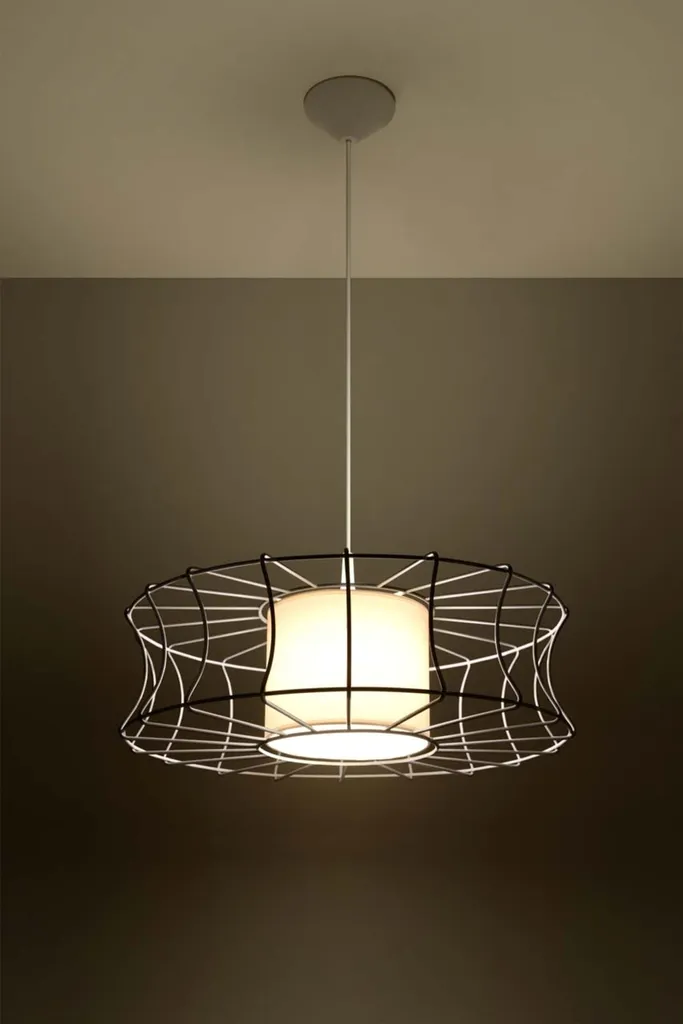 Suspension cage acier blanc 100 cm - Structure métallique géométrique