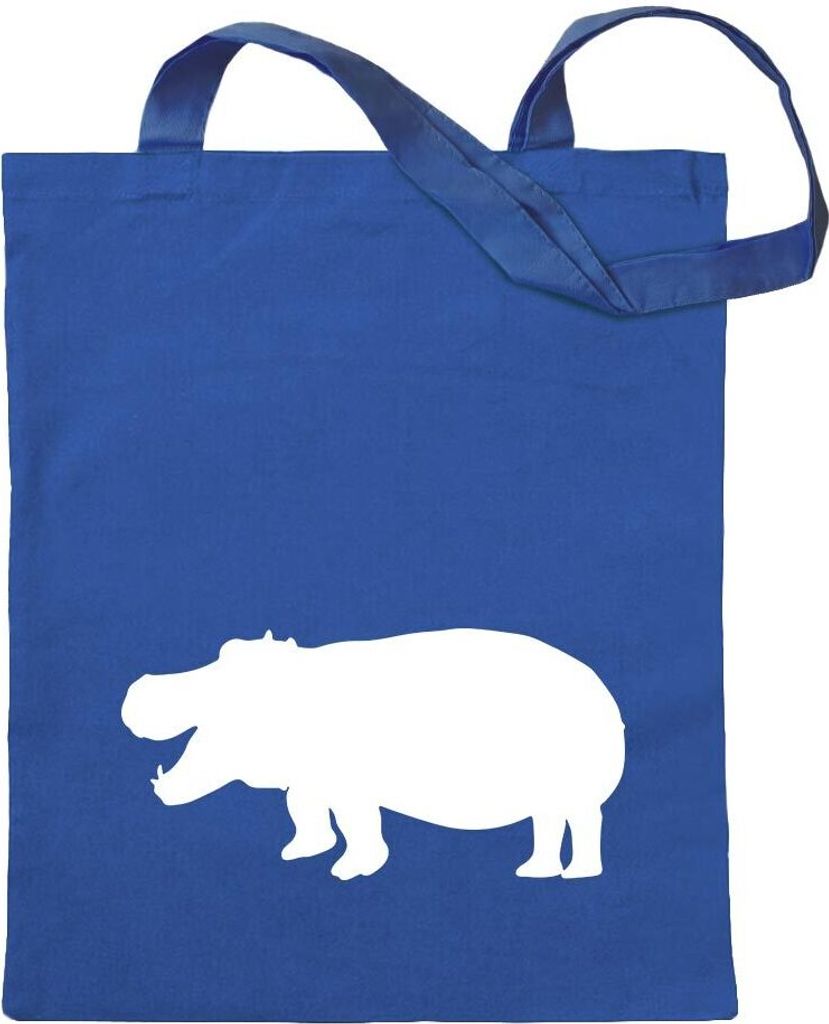 Kiwistar - Baumwolltasche - royalblau - Flusspferd - Nilpferd - Hippo - Tragetasche Stoffbeutel Umhängetasche langer Henkel