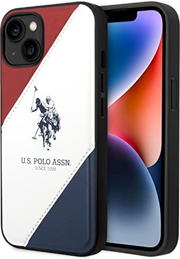 US Polo USHCP14SPSO3 iPhone 14 6,1 Zoll weiß/weiß mit dreifarbiger Prägung Handyhülle