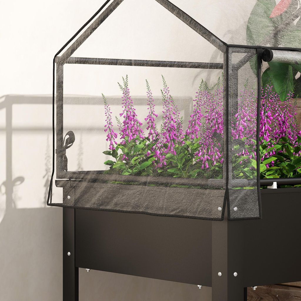 Outsunny Hochbeet 3-stufiger Pflanzkasten aus Metall, DIY Blumenkasten ( Gemüsebeet, 1 St., Kräuterbeet), für Garten, Balkon, Silber, 158 x 109 x 82 cm