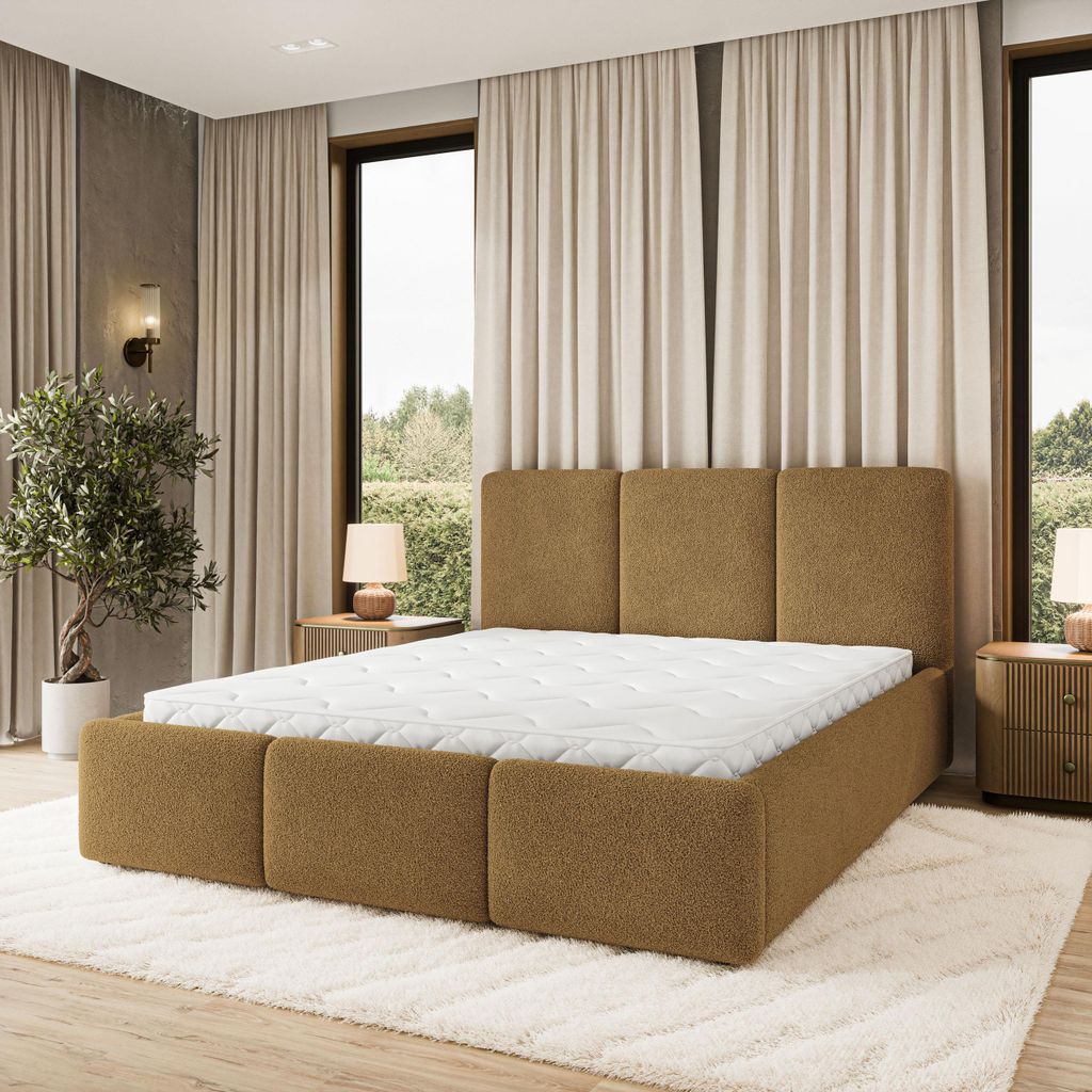 Masseno Polsterbett MORENA Q 140x200 cm, Polsterbett mit Bettkästen - Orange, QUELLE 17