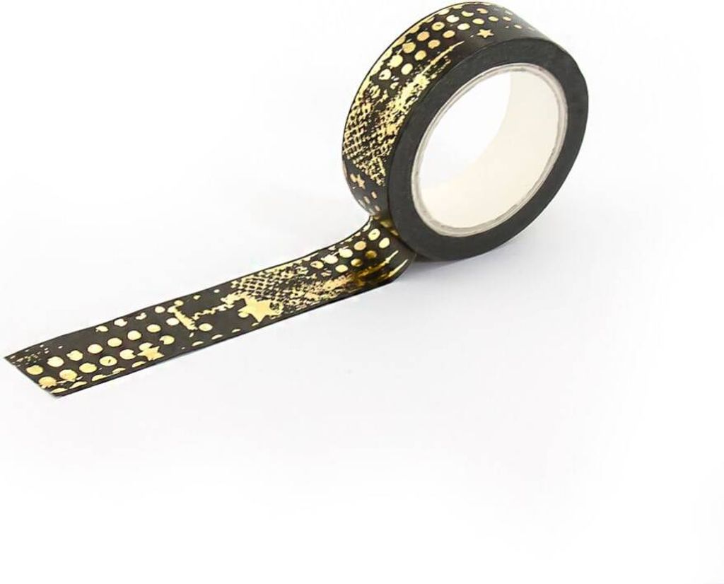 Oblique Unique Washi Tape Dekobänder Scrapbooking selbstklebend - schwarz gold Retro
