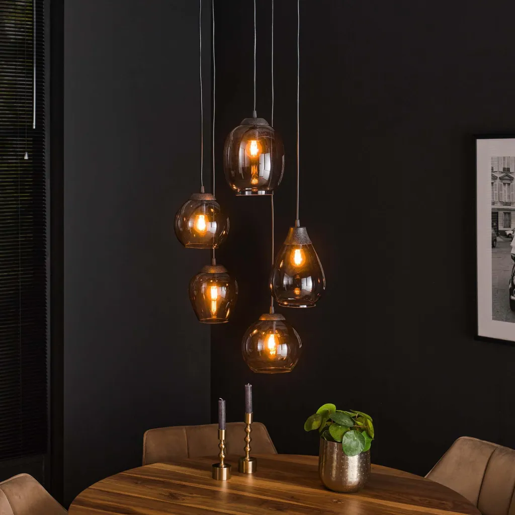 Plafonnier Design 43 cm - Solution Éclairage Doux Verre Gris et Bronze