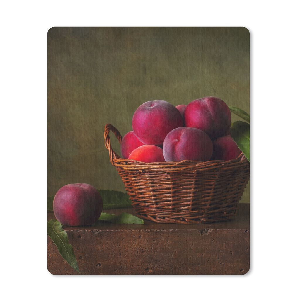 MuchoWow Mauspad Mousepad Korb - Pflaume - Rosa - Rustikal - Obst - Stilleben 30x40 cm - Mousepads - Maus Mat - Pad - Mausunterlage - Mausmatten