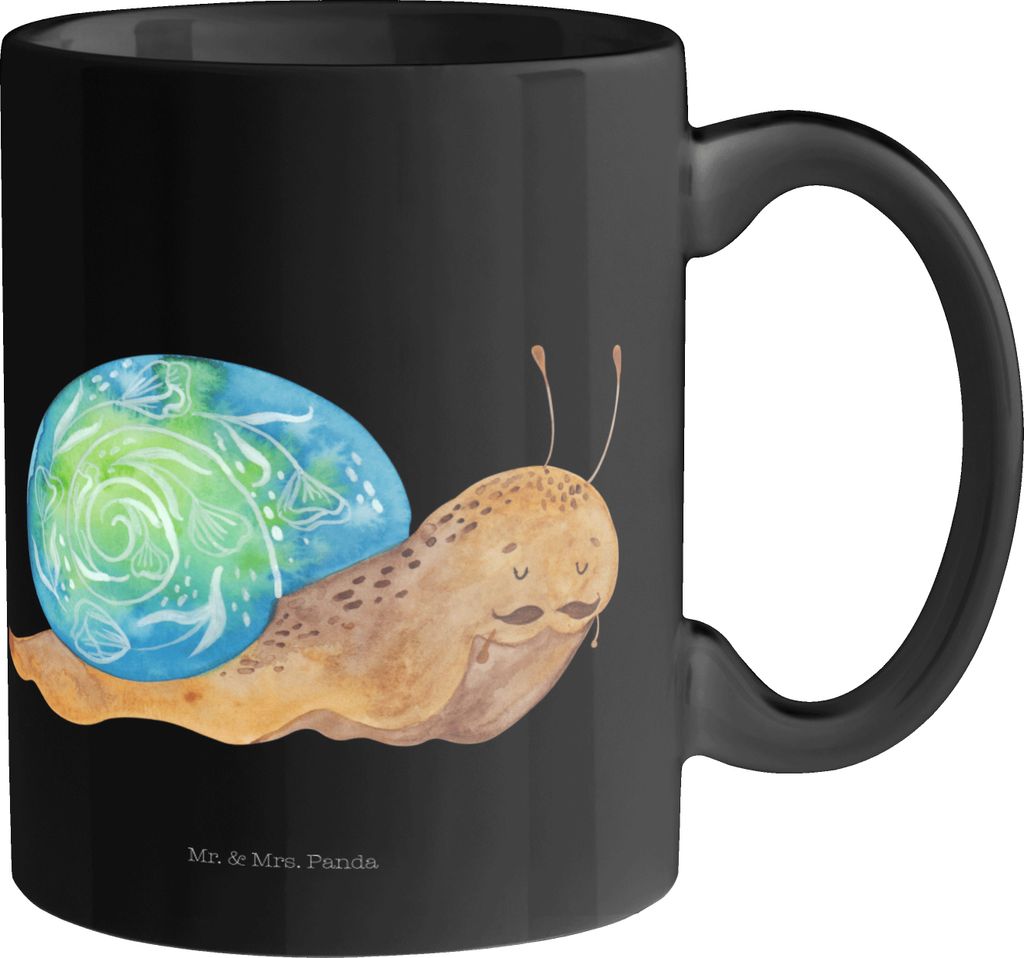 Mr. & Mrs. Panda Tasse Schnecke Sir - Schwarz - Geschenk, mit Spruch, schöne, Weisheit, Lebensmut, Bedruckte, Lebenszeit, Kaffeetasse, Lustige Spr...