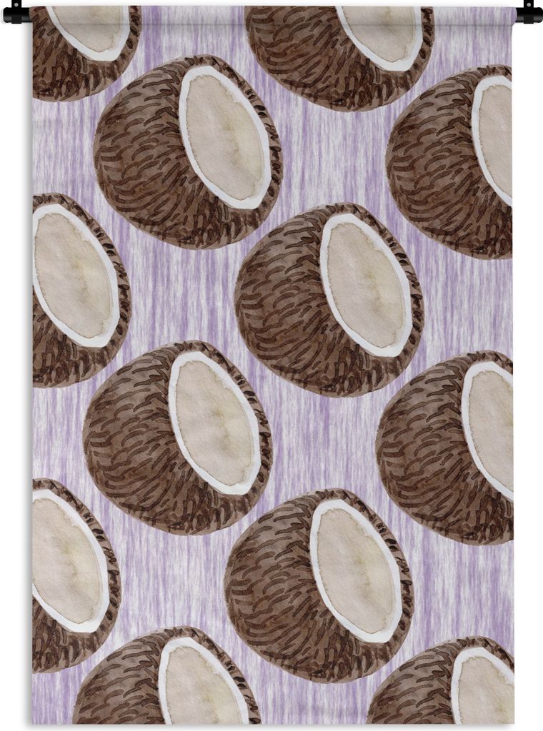 MuchoWow® Wandteppich Wandbehang Kokosnuss - Frucht - Lila Produktbild 